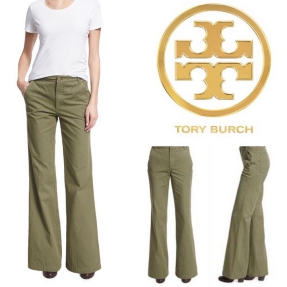 NWT Tory Burch Agave Cotton Flare Trouser Pants